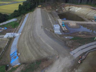 令和2年9月時点工事進捗状況(堤体盛土状況)