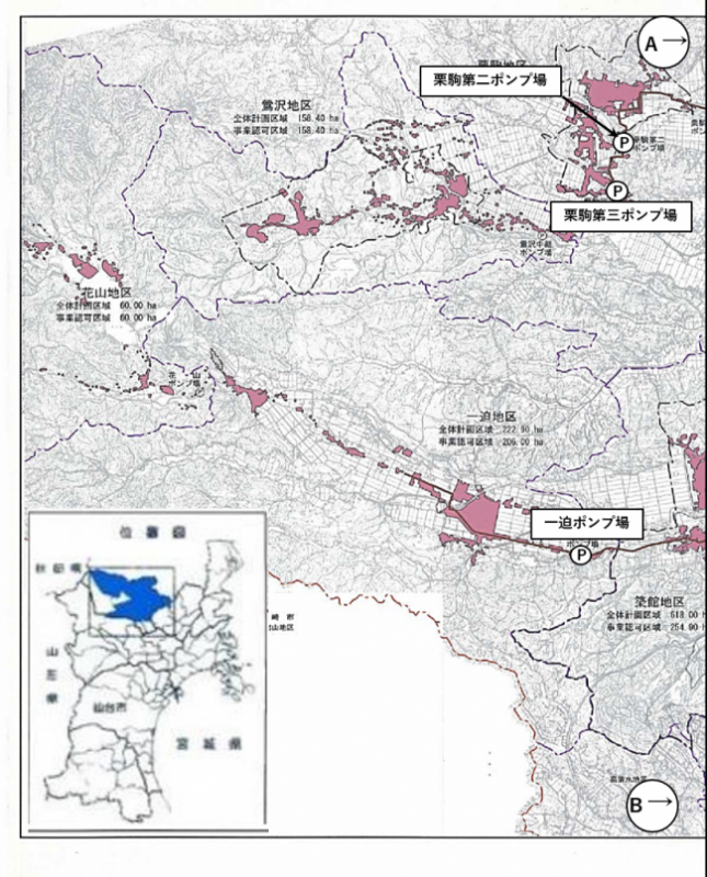 迫川流域処理区域図左側