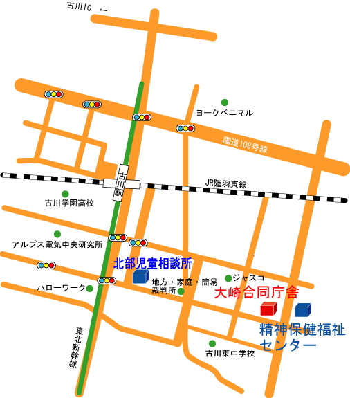 大崎合同庁舎へのアクセス地図