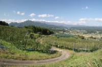 塩沢大山・果樹園団地から見た蔵王の写真です