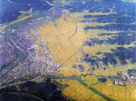 大河原町（ほ場整備　金ヶ瀬地区）の航空写真