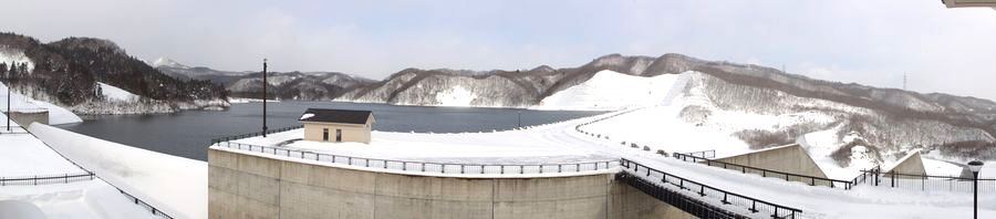 冬の二ツ石ダムのパノラマ写真(平成23年1月13日撮影)