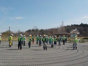 集合された作業員の皆様の様子