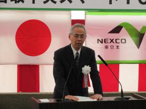 NEXCO東日本東北支社長　小島治雄より挨拶の様子