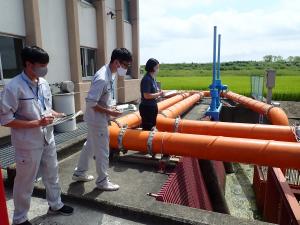 台風19号の被害に遭った中村排水機場見学