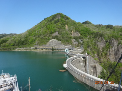 新緑の大倉ダムの写真です