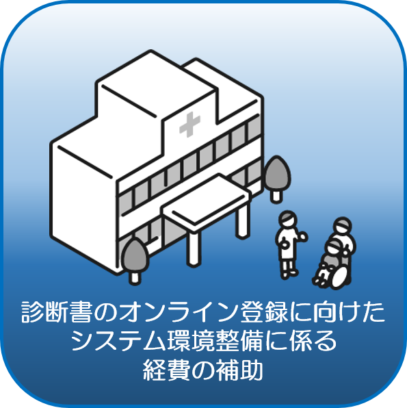 診断書のオンライン登録に向けたシステム環境整備に要する経費の補助