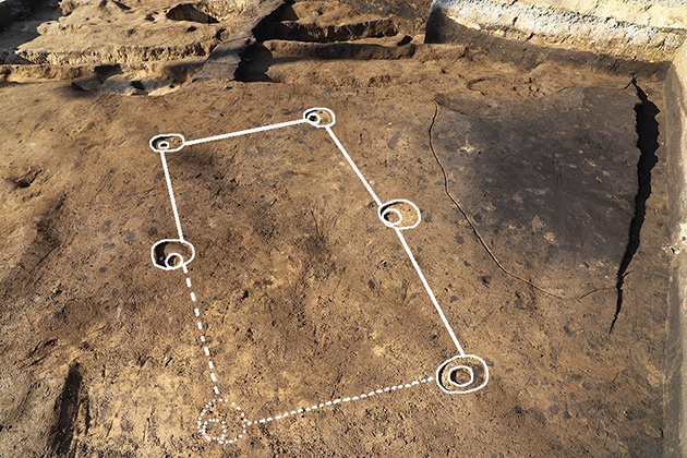 掘立柱建物跡の柱穴検出状況