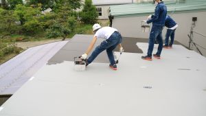 体育館トイレ屋根塗1