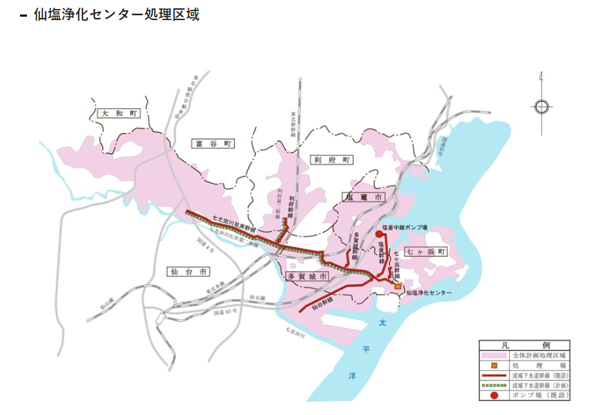 仙塩流域下水道事業処理区域図