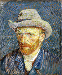 Self-portrait with grey felt hat