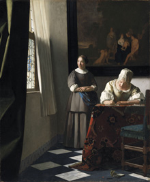 ”Woman Writing a Letter with her Maid”