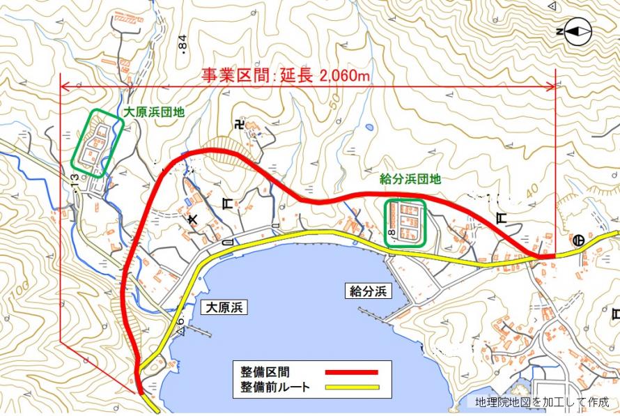 給分浜復興道路位置図