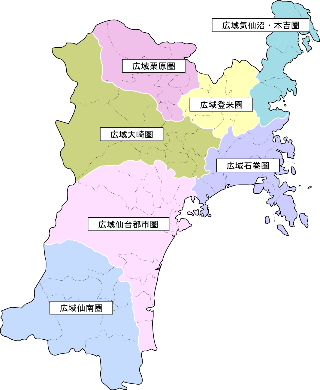 宮城県地域区分図 宮城県公式ウェブサイト