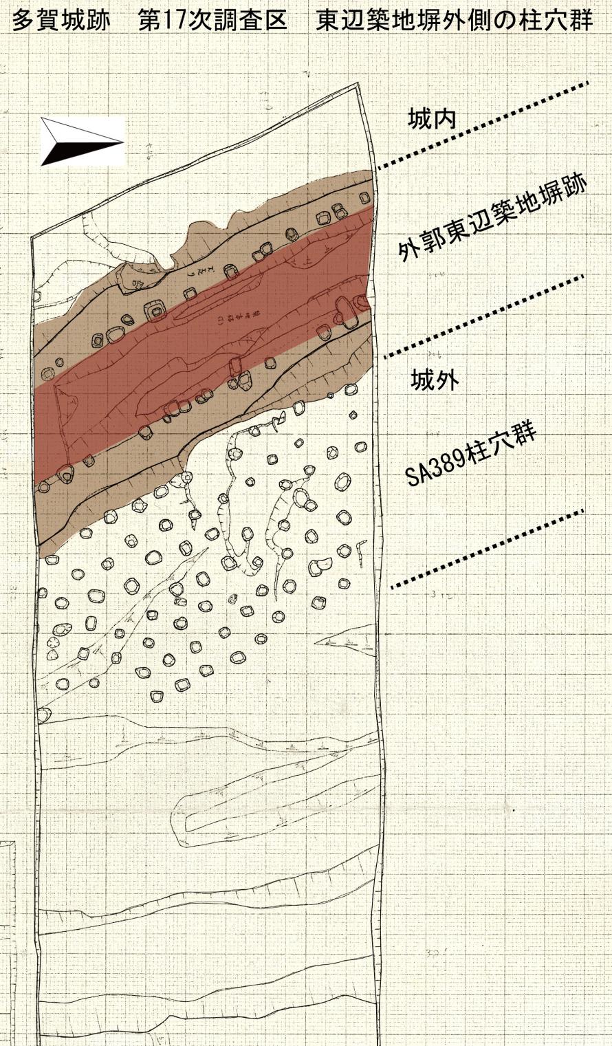 第17次調査区柱穴群平面図