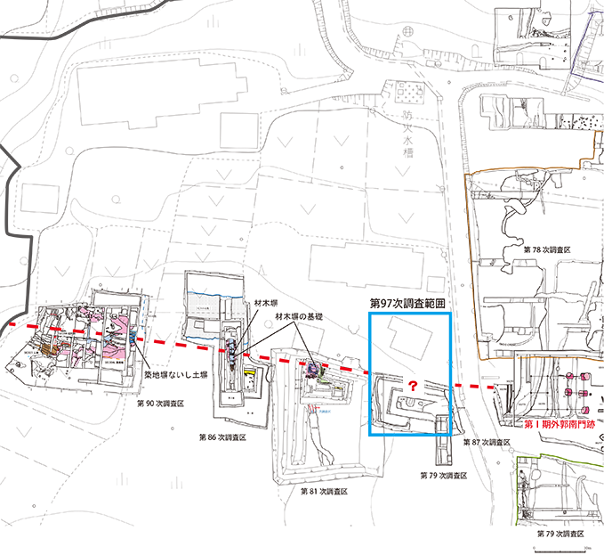 97次調査区（予定）と周辺の調査状況