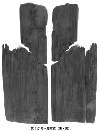 417号木簡写真（最新の木簡3）