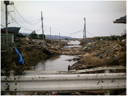 2011年3月25日の石巻市北上町大須地区被災直後の様子