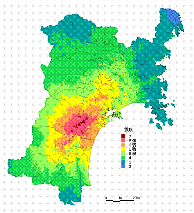 震度分布図長町利府断層帯