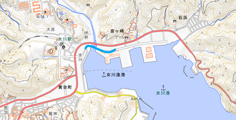 女川漁港道路供用開始位置図