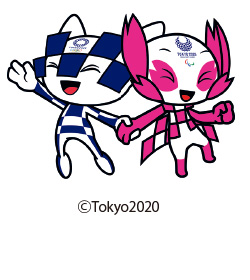 東京2020オリンピック・パラリンピック競技大会の公式マスコット、ミライトワとソメイティのイラスト ⒸTokyo2020